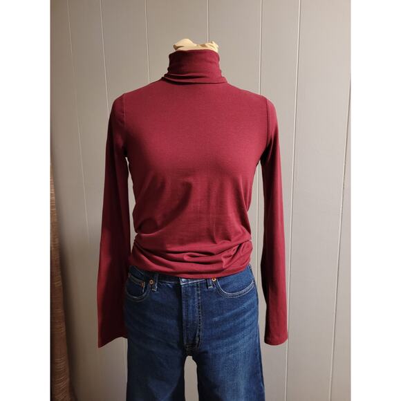 GAP - Women's Burgundy Red Cotton Turtleneck - Picture 2 of 10